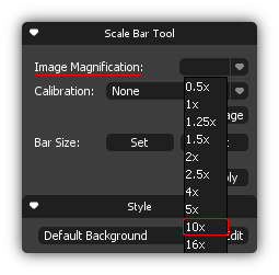 Scale Bar Tool box Magnification